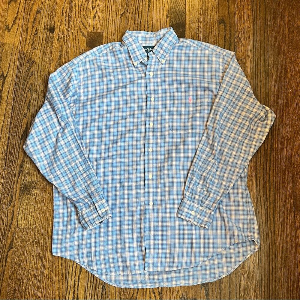 Ralph Lauren Plaid Button Down Shirt Vintage 90s Y2K Preppy Office Men's Large
